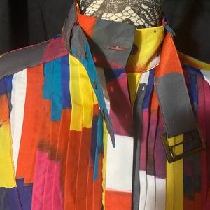 MUTI COLOR FLIRTY DRESS WITH WRAP BELT